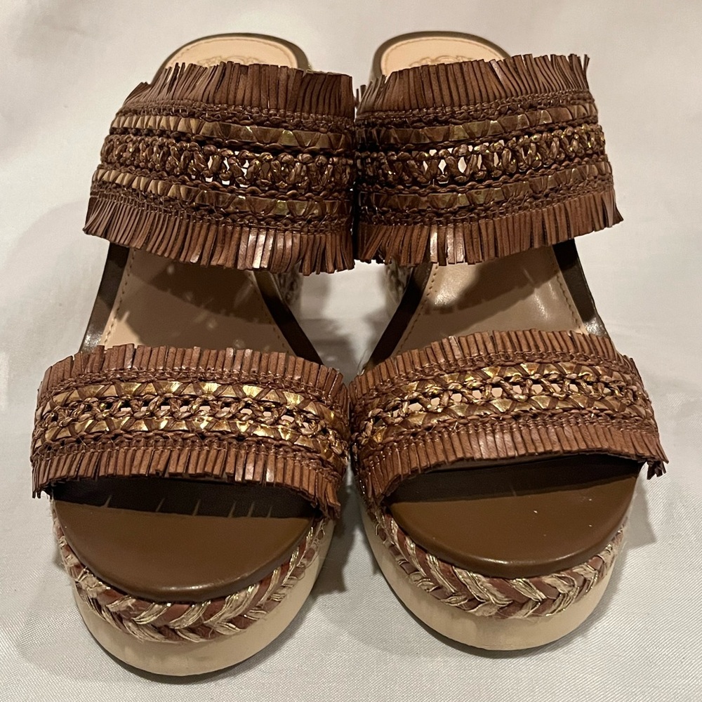 New - Vince Camuto Women’s “Briinuh” Espadrille Wedge Sandals - Brown Gold - 7.5